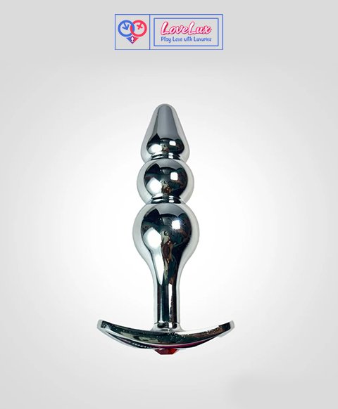 3 Bead Metal Anal Plug - Large