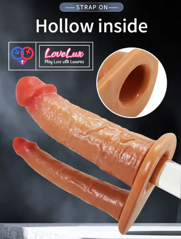 Pretty Love Hollow Strap-On Double Dildo Adjustable Harness Belt skin tone India by LoveLuxToys