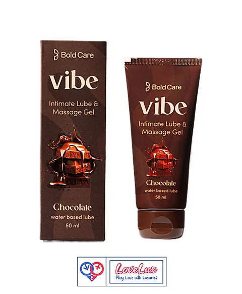 Bold Care Vibe intimate lube and massage gel in chocolate flavour. Smooth, skin-friendly, and perfect for couples India by Loveluxtoys.com