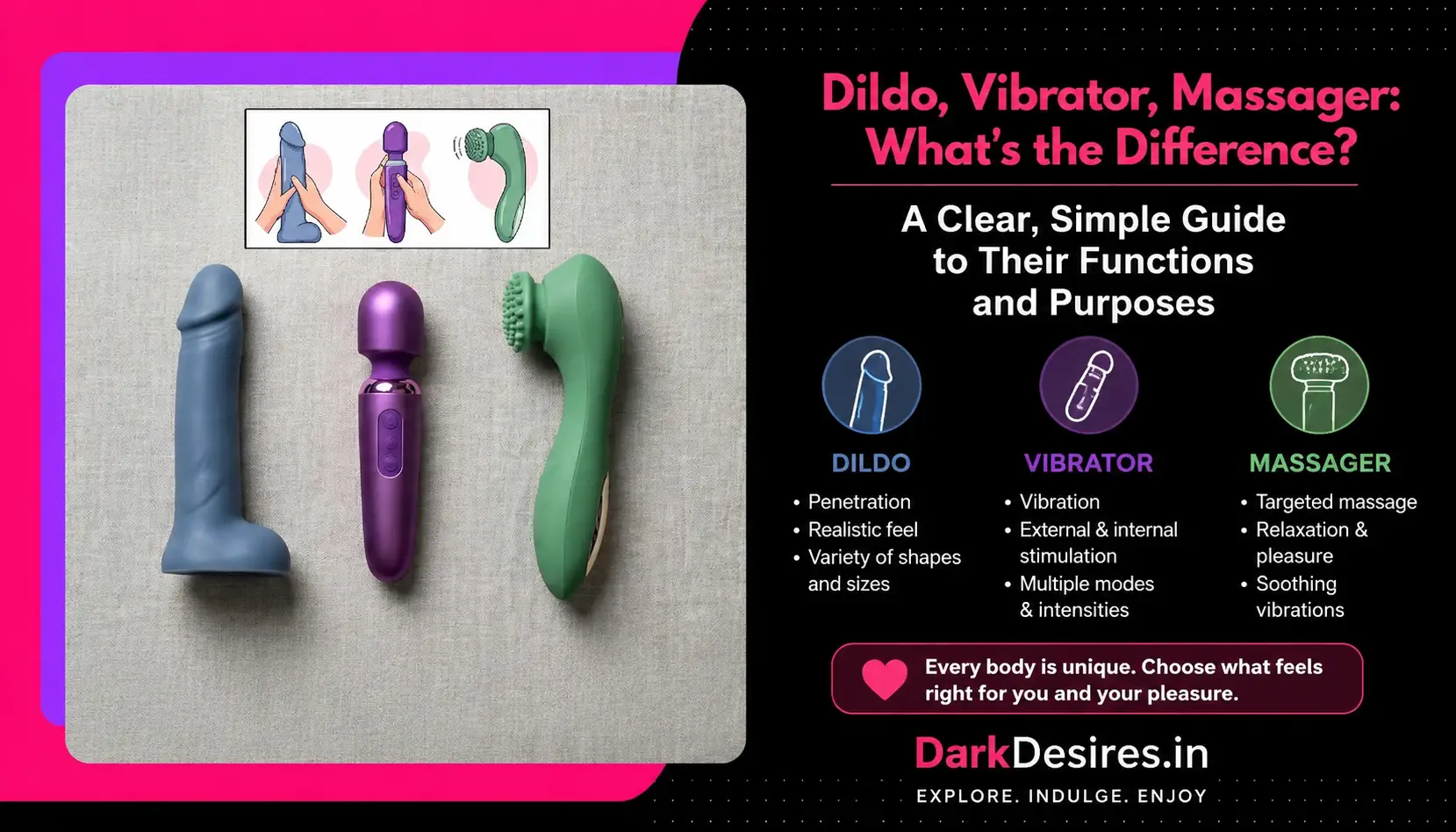 Dildo vs Vibrator vs Massager: What's the Real Difference?